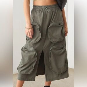 Brown Cargo Skirt with Pockets
